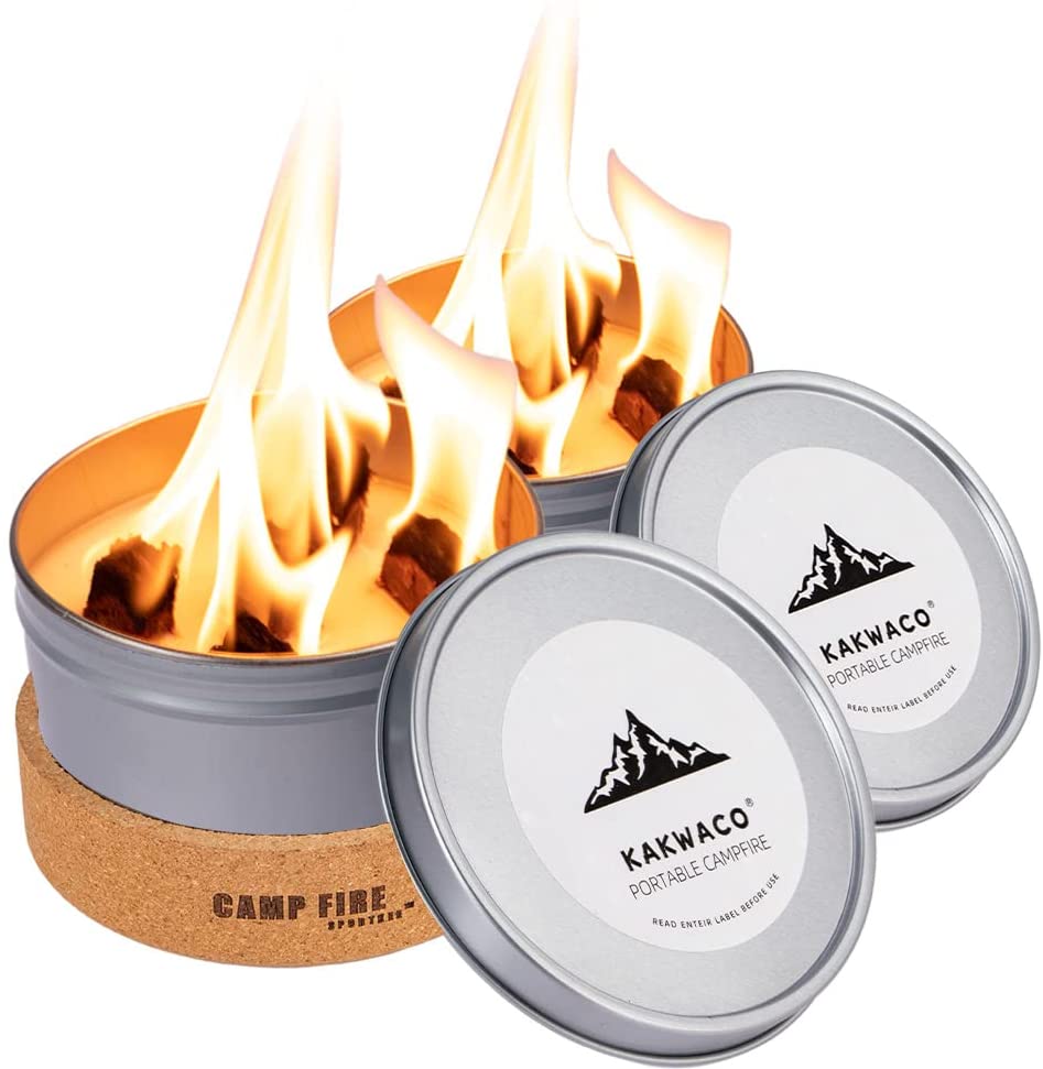KAKWACO Portable Bonfires, Fire Pit,|2 PACK | Compact and Lightweight | 3-5 Hours of Burn Time, Eco-Friendly and Safety Soy Wax Bonfire, No Wood No Embers(2pcs)