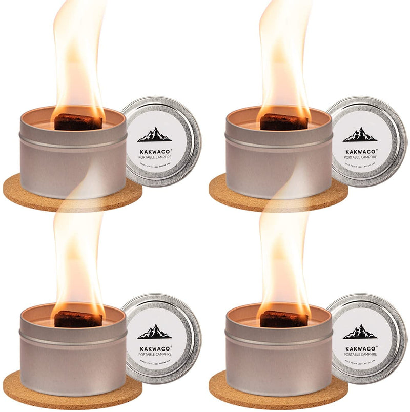 Tabletop Portable Campfire 4 Pcs Mini Fire Pit S'Mores Maker, Convenient and Portable Bonfire Birthday Christmas Set, Great for Picnics, Party and Home Indoor Decoration (with 4 Cork pad)